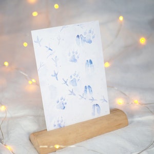 Postkarte Spuren im Schnee / Aquarellkarte / Weihnachtskarte / Winterkarte