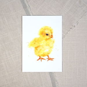 Postal pollitos / postal acuarela / postal animales niños