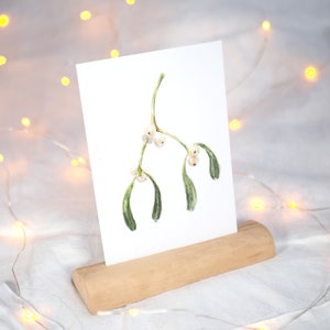 Postal muérdago pequeño / Tarjeta de Navidad / postal acuarela / muérdago / Navidad