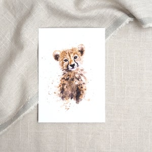 Postkarte Gepard / Aquarellpostkarte / Tierkarte