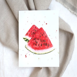 Melón postal / postal acuarela / tarjeta de frutas / tarjeta de verano