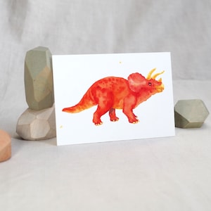 Cartolina triceratopo/cartolina dinosauro/cartolina acquerello