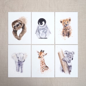 Postkartenset Tierkinder / Aquarellkarten