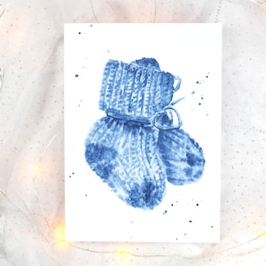 Postkarte Babysöckchen / Aquarell Postkarte / Babykarte / Postkarte zur Geburt