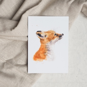Ansichtkaart Vos / Aquarel Ansichtkaart / Dierenkaart