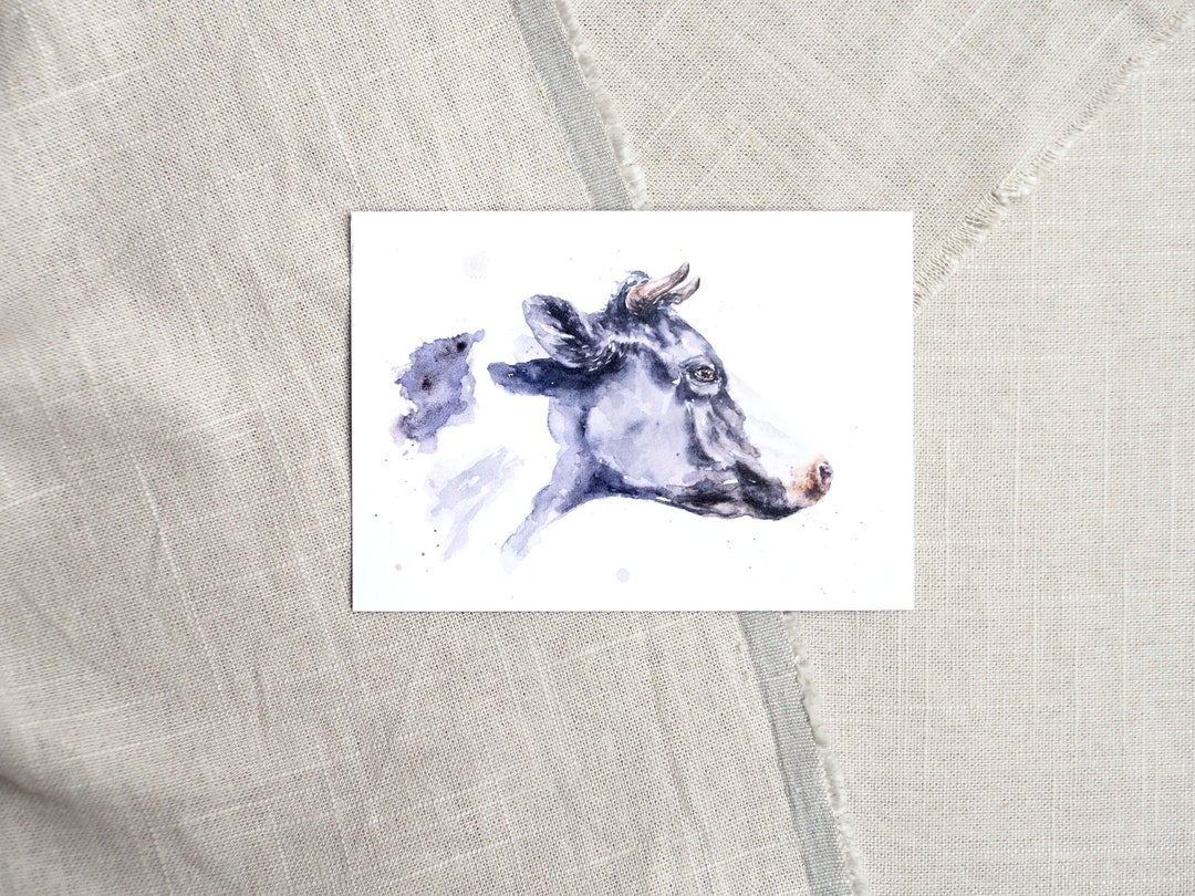 Postcard Cow / Animal Postcard / Postcard Farm / Watercolor Postcard - Etsy