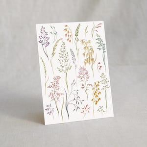 Postkarte bunte Gräser / Aquarellpostkarte / botanische Postkarte