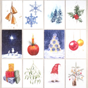 Postkartenset Weihnachten / 12 Weihnachtskarten / Aquarellkarten / Weihnachten