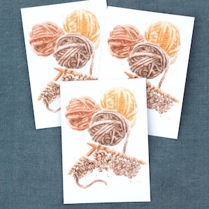 Carte postale tricot / carte automne / carte Noël / carte hiver / carte postale aquarelle