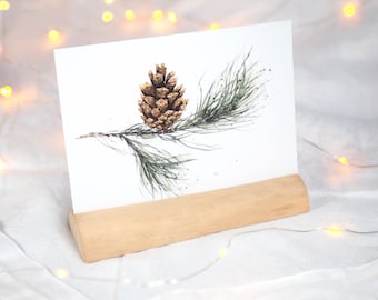 Postkarte Kiefernzweig mit Zapfen / Weihnachtskarte / Weihnachten / Winterkarte / Aquarellkarte