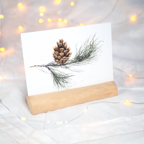 Postkarte ‚Kiefernzweig mit Zapfen‘ / Weihnachtskarte / Weihnachten / Winterkarte / Aquarellkarte