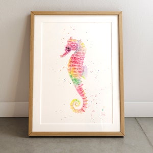 Seahorse art print / watercolor art print