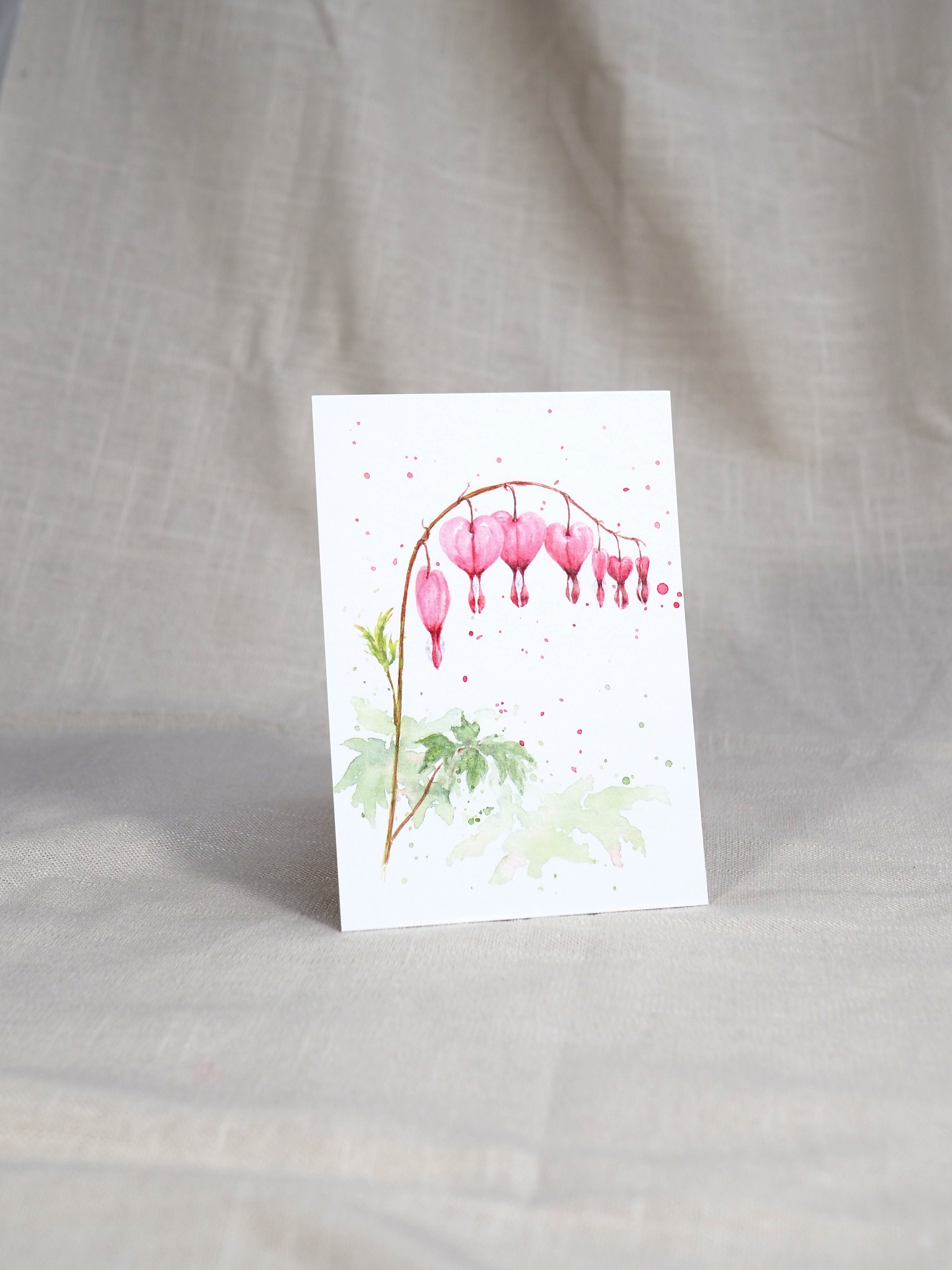 Postcard Bleeding Heart / Flower Card / Watercolor Card