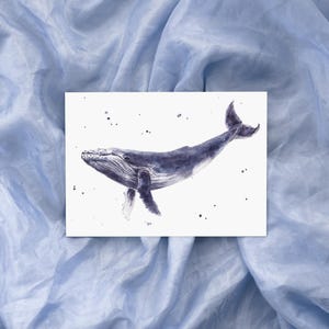 Postkarte Wal / Buckelwal / Aquarellpostkarte / Tierkarte / Meereskarte