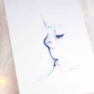 Carte postale Allaitement II / carte postale allaitement / carte postale aquarelle / carte bébé