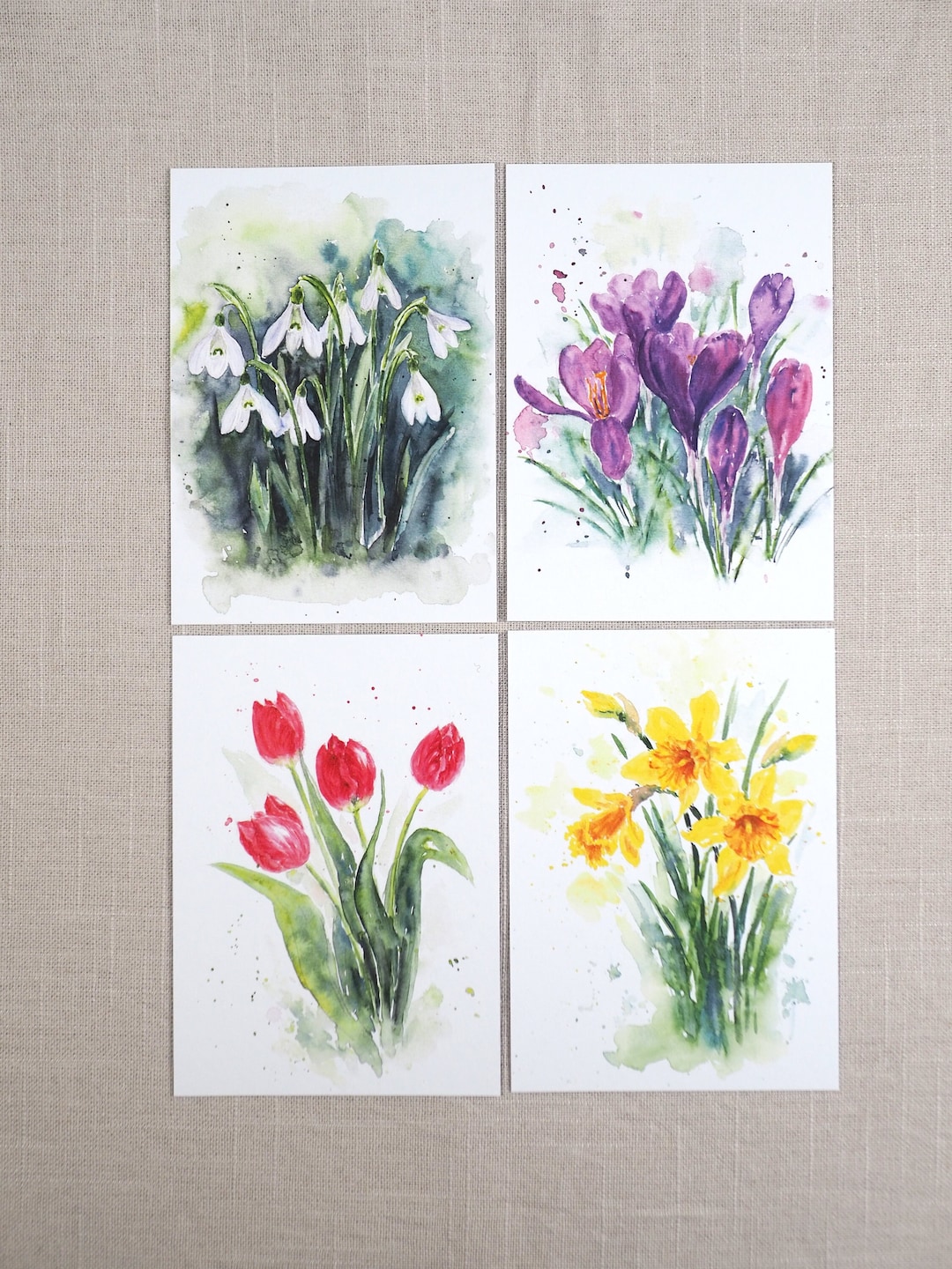Postcard Set Spring Flowers - Etsy