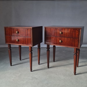 Set of 2 Vintage Bedside Table / Mid Century / Nightstand Cabinets / Storage Tables / Wooden Nightstand / 60s / Set