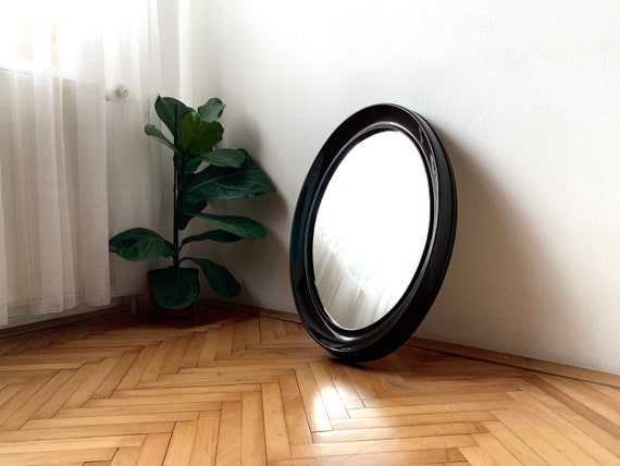 Vintage Atomic Oval Plastic Mirror / Mid Century Wall Mirror