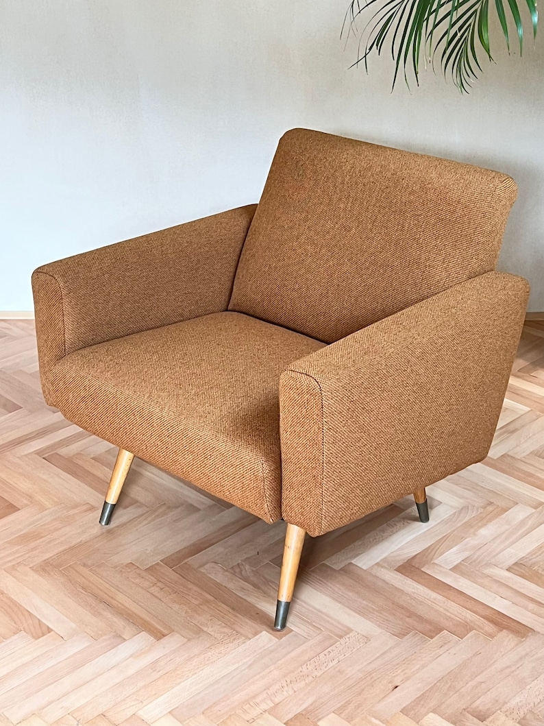 1 sur 2 Mid Century Club Chair / Fauteuil Lounge vintage / Fauteuil Retro / couleur ambre / Décoration intérieure / Meubles de salon / image 5