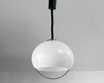 Pendant lamp Jolly by Luigi for Harvey Guzinni / Vintage Meblo Spheric White Lamp / Mid century/ Italy 1970 / Ceiling white Lamp / space age