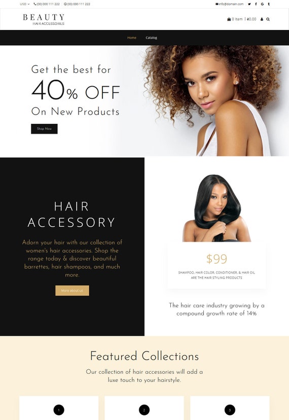 Hair Website Shopify Website Beauty Website Design | Etsy
