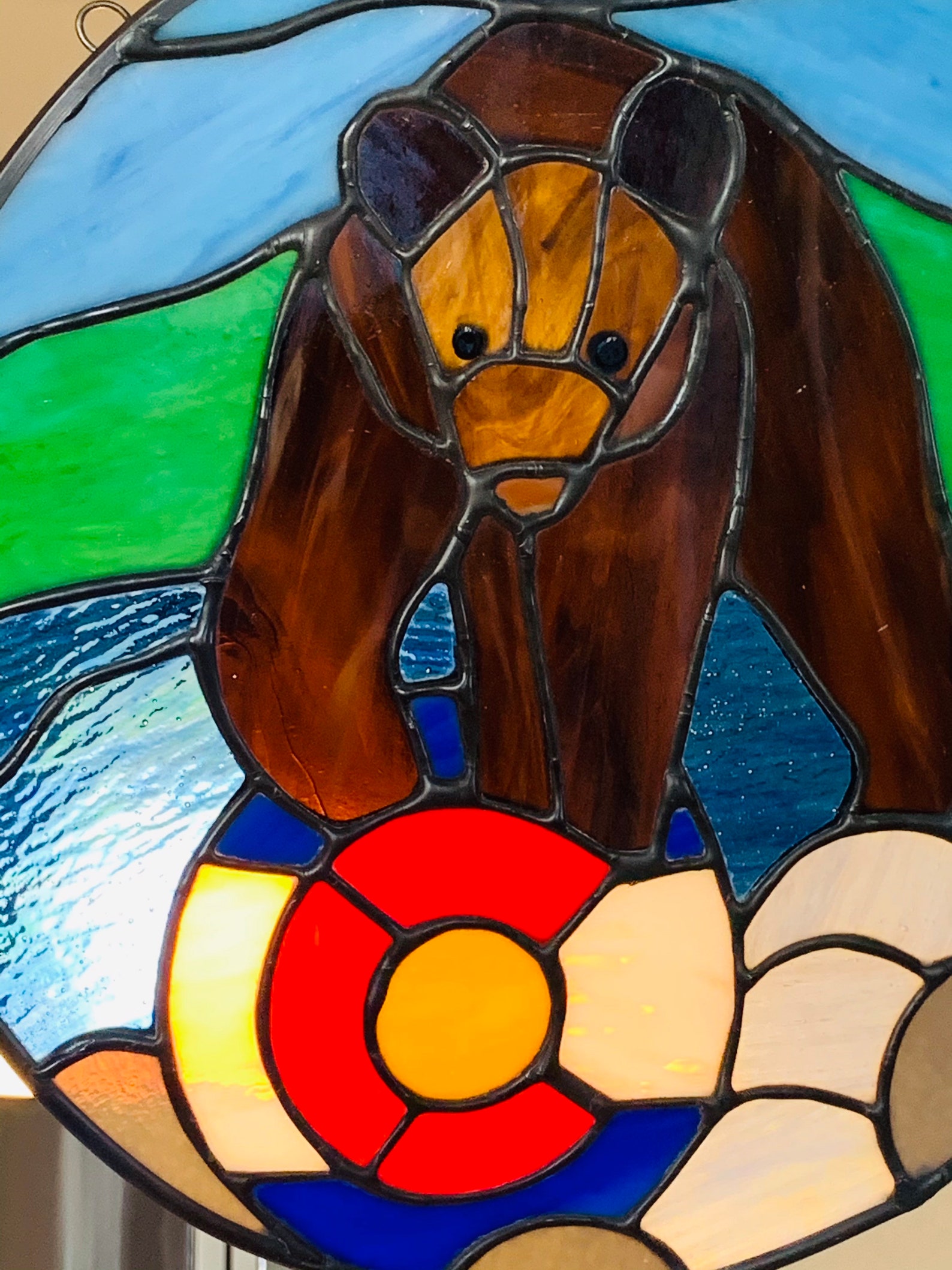 10 Round Stained Glass Bear in the Warwe w/ Colorado Ball Etsy