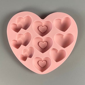 9pc 3D Heart Mould, Resin, Soap, Food Grade Moulds, Baking, Art, Cooking, Cakes, Fondant, Jewellery making, Candy, UV Resin, resin moulds