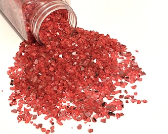 Red Mirrored Glass, Stones, New Red/Carmine, 1-4mm, High quality Granulated crushed glass, broken, irregular, vase filler, decorative glass