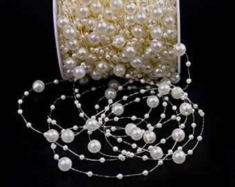 DearHouse 65.6 Feet Christmas Tree Beads Garland Fishing Line Artificial Pearls Beads String Roll Chain Faux Pearl Beaded Trims for Wedding Christmas and Holiday DIY Supplies Silver DearHouse 65.6 Feet Christmas Tree Beads Garland Fishing Line Artificial Pearls Beads String Roll Chain Faux Pearl Beaded Trims for Wedding Christmas and Holiday DIY Supplies Silver