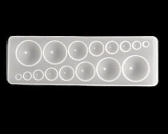 16 piece Dome Silicone Mould, Circle mould, Flat back mould, Semi circle mould, Small circle mould, round mold, Cabochon mould, Large Small