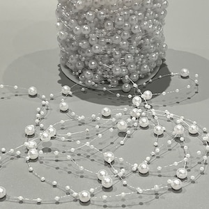 White Pearl Garland on String, Pearl Chain, Garland for Sewing, Wedding ...