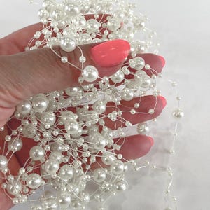 Ivory Pearl Garland on string, Pearl Chain, Garland for sewing, Wedding, Crafts, crystals, beads, Table decoration, Centrepiece, Trimming,