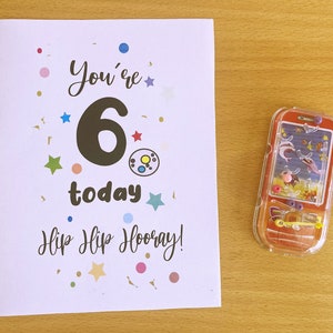 Printable 6th Birthday Card, 6th Birthday, 6 Today, 6 Years, Kids Birthday Card