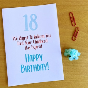 Printable 18th Birthday Card, Childhood Expired, 18th Birthday, 18 Years, Funny 18th Card