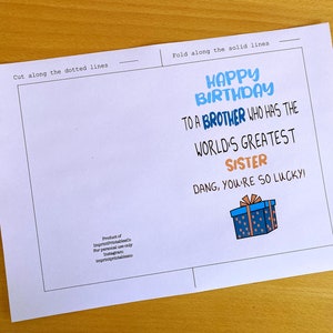 Printable Brother Birthday Card, Brother Birthday, Brother Who Has the ...
