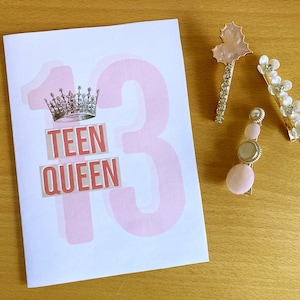 Druckbare 13. Geburtstagskarte, Teen Queen, 13. Geburtstagskarte, Sofort Download, Mädchen 13. Geburtstagskarte