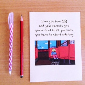 Tarjeta de cumpleaños número 18 imprimible, tarjeta de cumpleaños de padre a hijo, tarjeta número 18 divertida, tarjeta de cumpleaños de meme, tarjeta de meme estoy en peligro, cumpleaños número 18