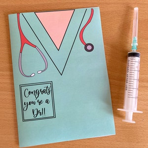 Printable Dr Graduation Card, Dr Graduation Card, Scrubs and Stethoscope, Medical School Graduate, Medical Student Graduation Card