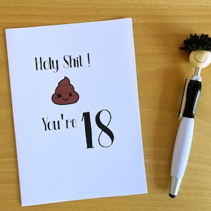 Printable 18th Birthday Card, Holy Shit You're 18! Funny 18th Birthday Card, 18th Birthday, Instant Download