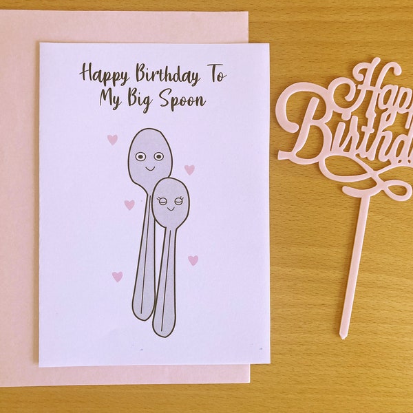 Printable Boyfriend Birthday Card, Girlfriend Birthday Card, Big Spoon Birthday, Sweet Birthday Card, Cute Card, Instant Download