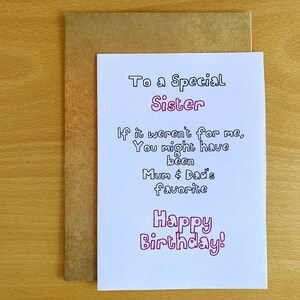Printable Sister Birthday Card, Funny Sister Birthday Card, Instant ...