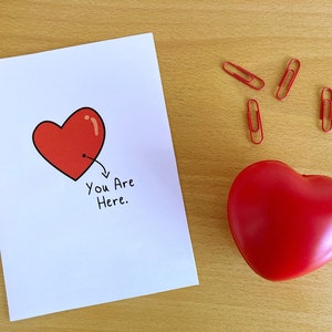 Afdrukbare Valentijnsdag kaart, liefdeskaart, je bent in mijn hart, denken aan je kaart, leuke kaart, zoete kaart, Valentijnskaart