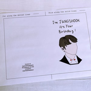 Printable BTS Birthday Card, Jungkook, KPOP, Bangtan Boys, BTS Birthday ...