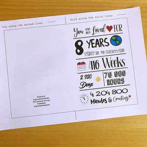 Printable 8th Birthday Card, 8th Birthday, 8 Years of Being Loved ...
