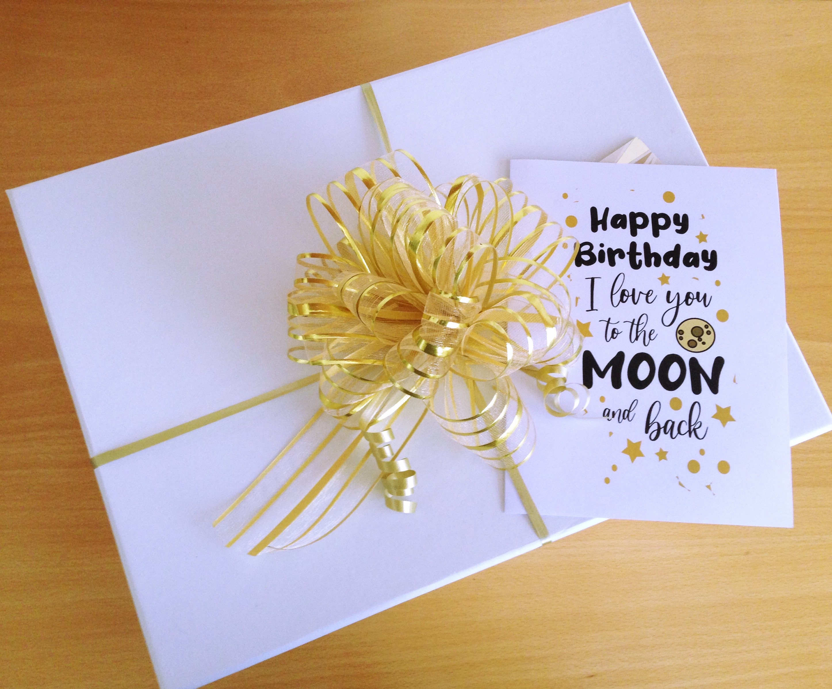 Biglietto di auguri con scritta I Love you to the Moon and Back (lingua italiana non garantita), per compleanno, fidanzato, fidanzata, San