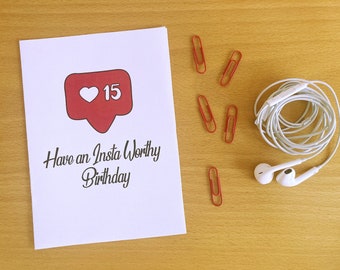 Cartão de aniversário de 15 anos para imprimir, aniversário digno do Instagram, aniversário de 15 anos, cartão de aniversário fofo, 15 hoje