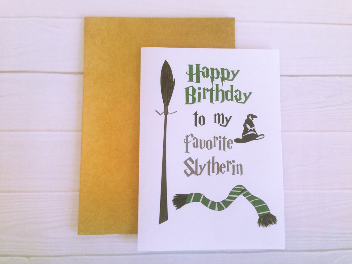 Printable Slytherin Birthday Card Harry Potter Birthday Card | Etsy