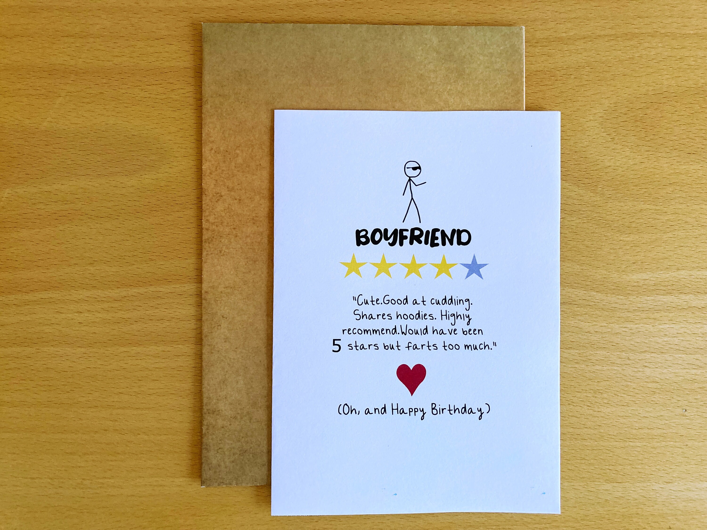 Printable Boyfriend Birthday Card, 4 Stars, Funny Boyfriend Birthday ...