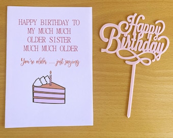 Tarjeta de cumpleaños de hermana imprimible, tarjeta de hermana mayor, cumpleaños de hermana, descarga instantánea, tarjeta de cumpleaños de hermana divertida