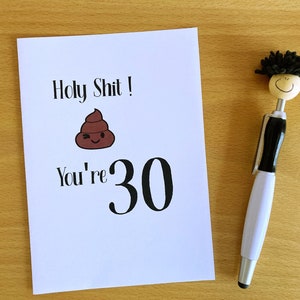 Afdrukbare 30e verjaardagskaart, godverdomme, je bent 30! 30e verjaardag, grappige 30e verjaardagskaart